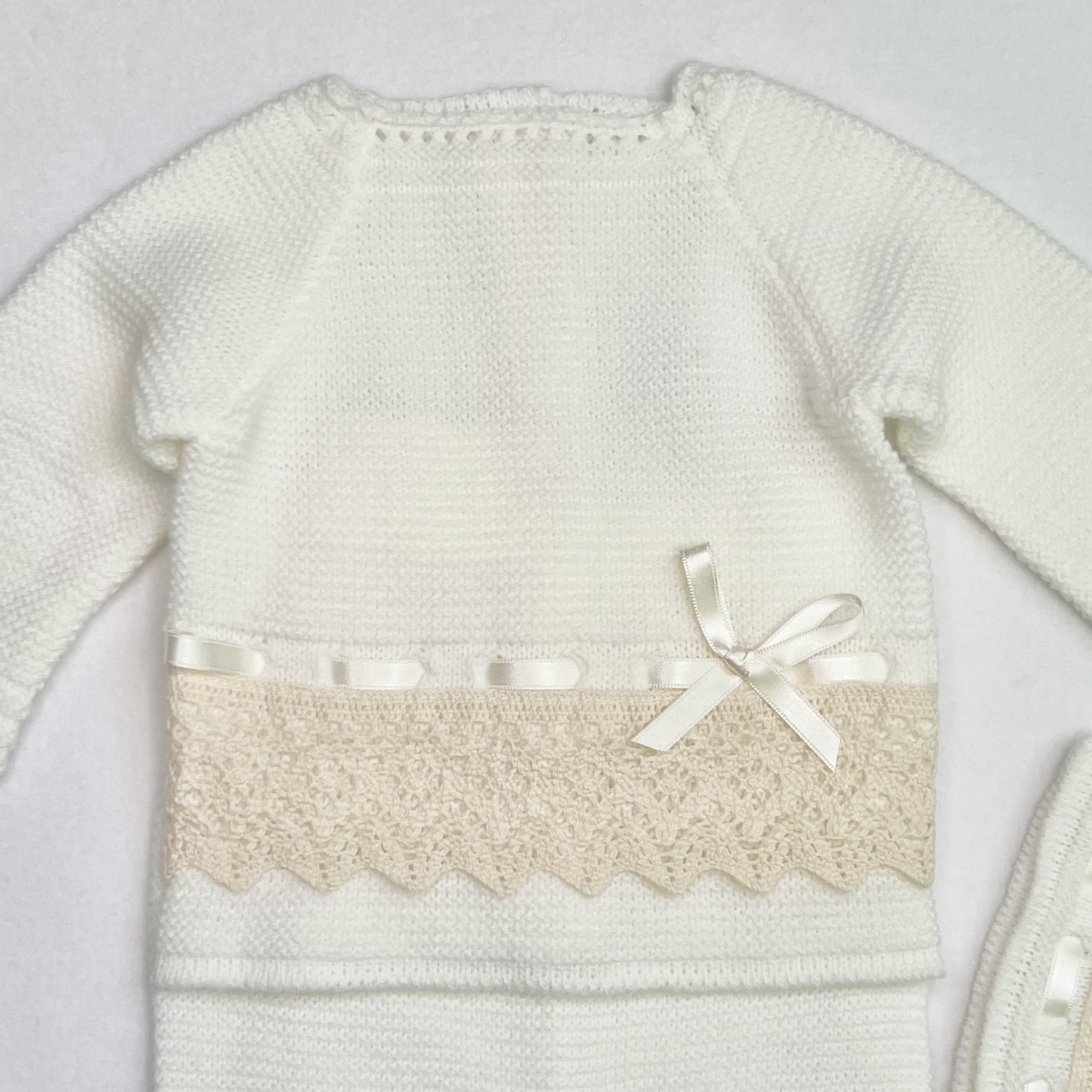 Lace Baby Knit Outfit (Beige)