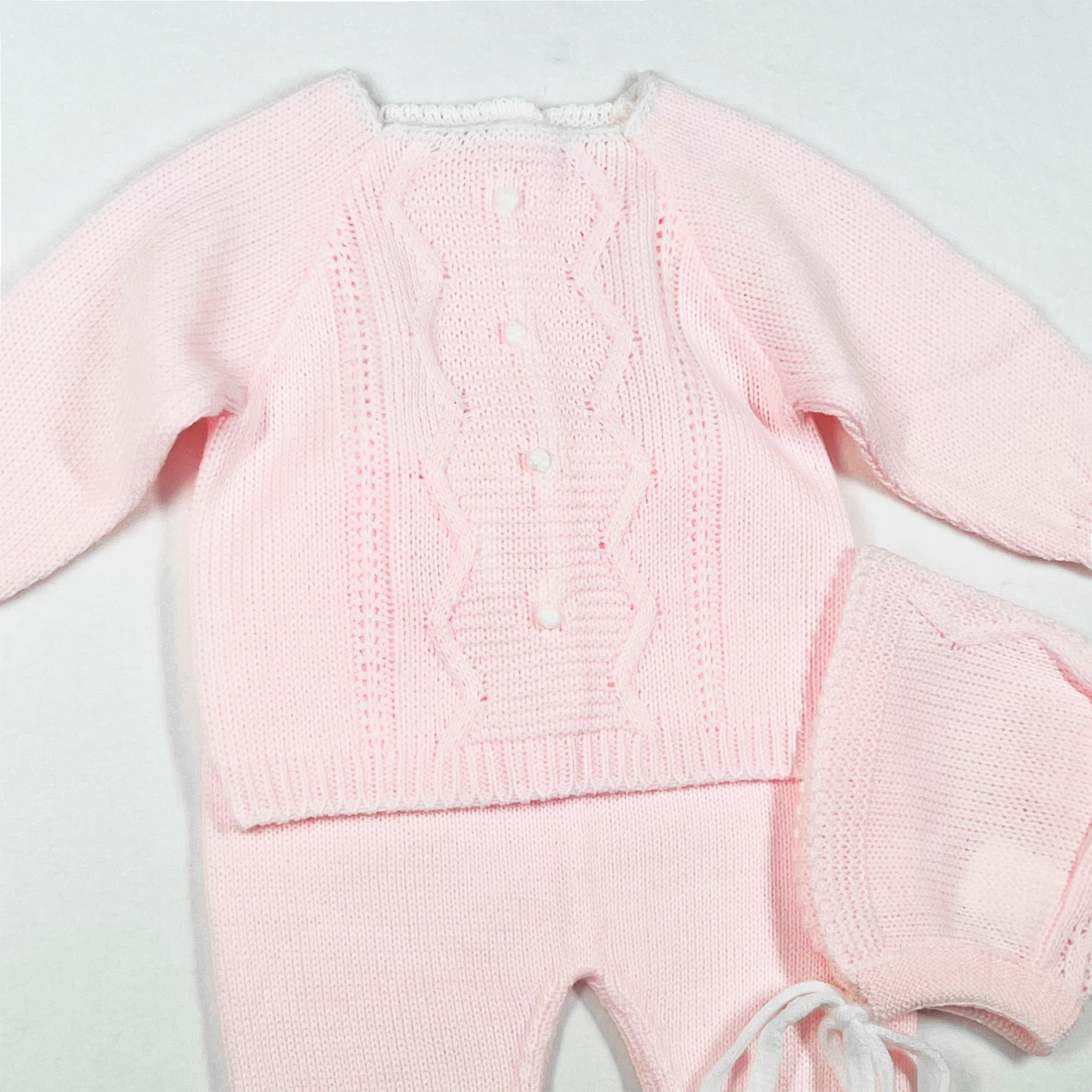 Newborn Baby Knit Outfit, ZigZag (Pink)