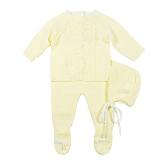 Newborn Baby Knit Outfit, ZigZag (Yellow)