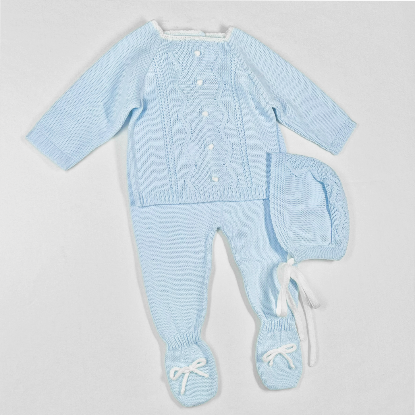 Newborn Baby Knit Outfit, ZigZag (Blue)