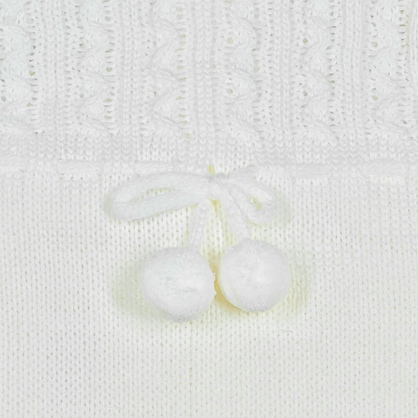 Newborn Baby Knit Outfit, Pompoms (Off-White)
