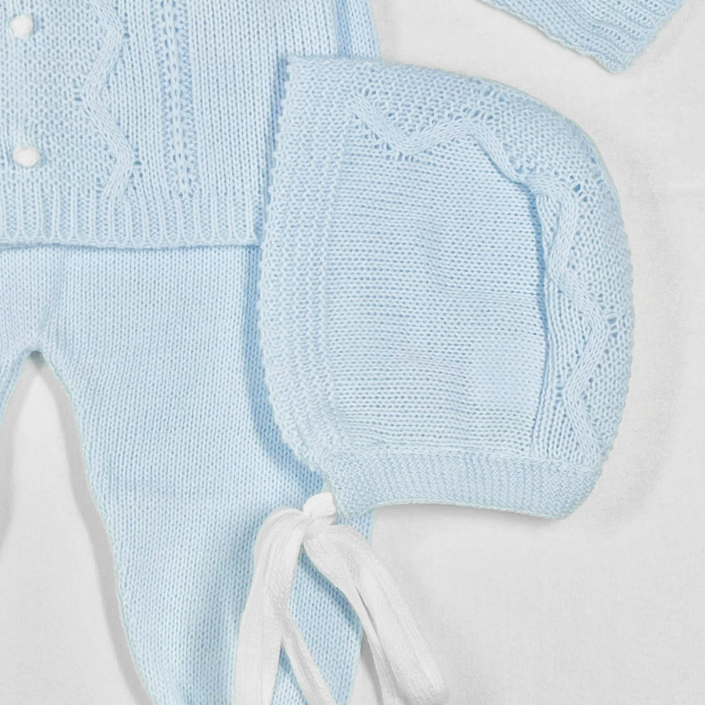 Newborn Baby Knit Outfit, ZigZag (Blue)