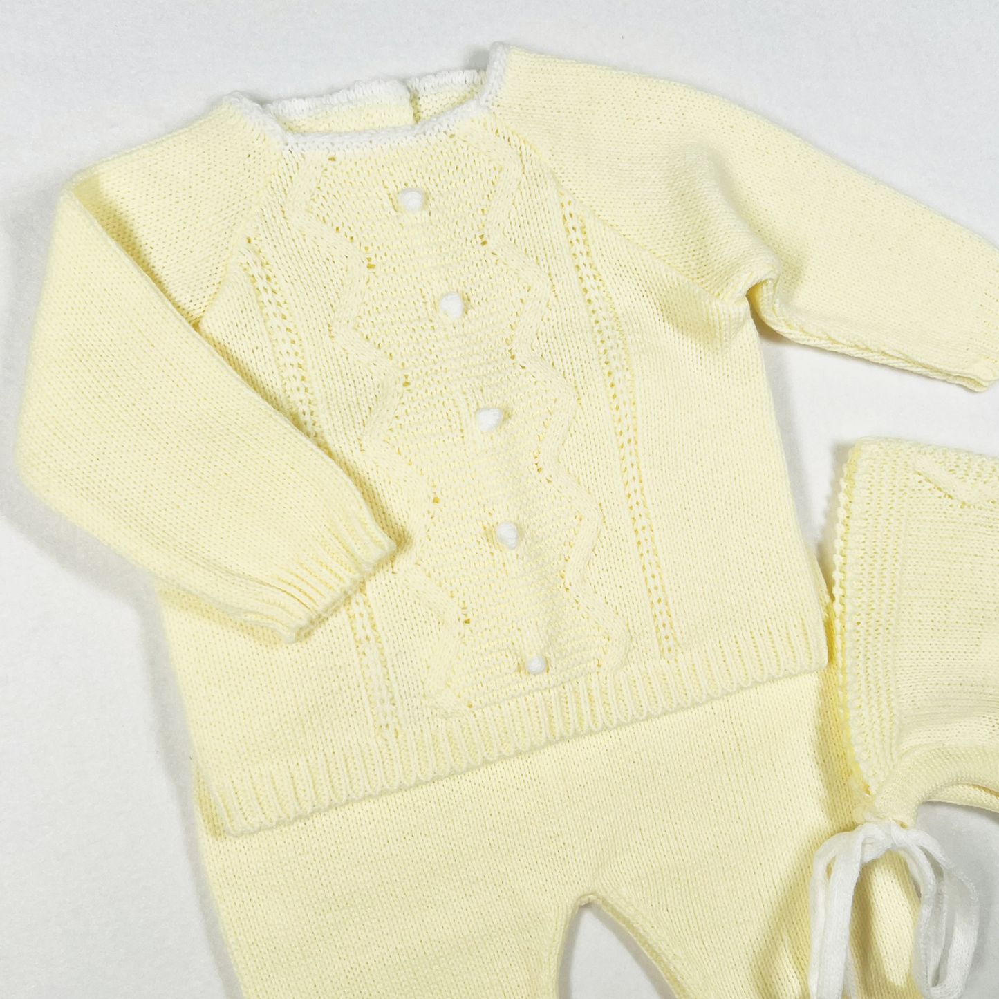 Newborn Baby Knit Outfit, ZigZag (Yellow)