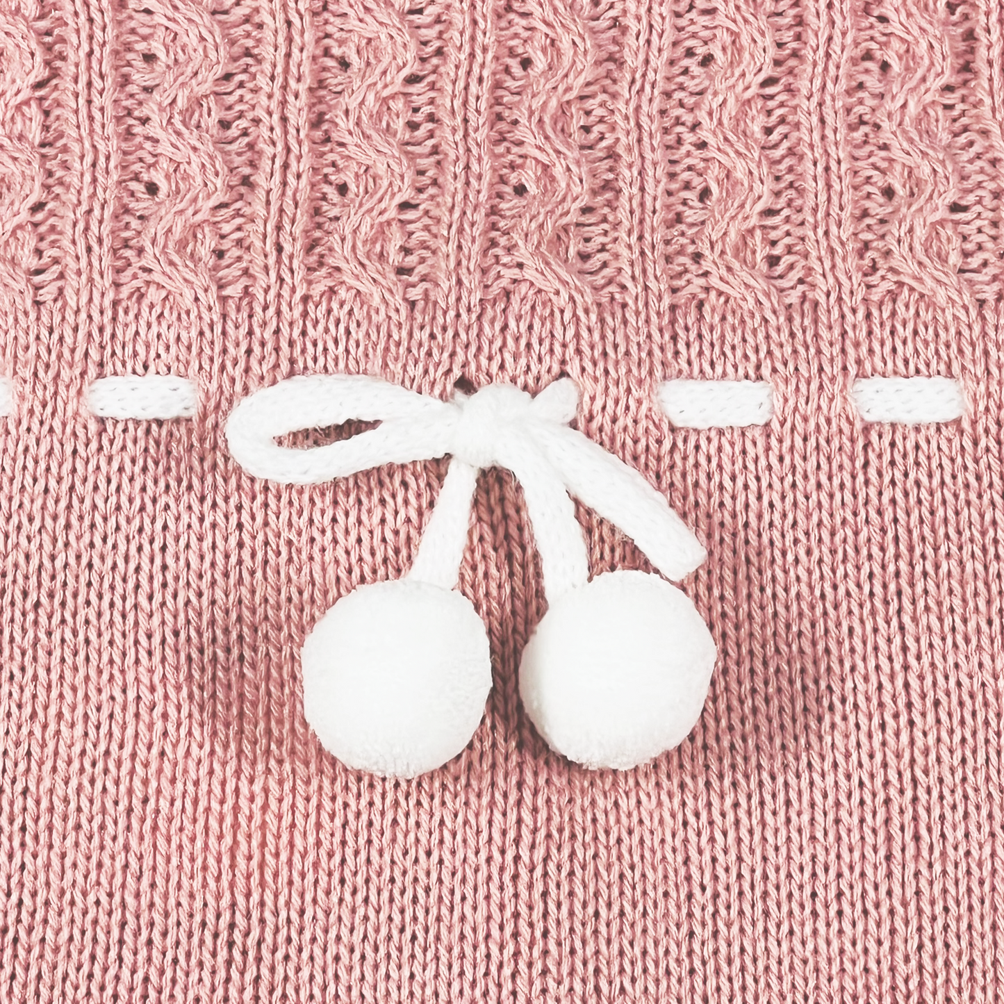 Newborn Baby Knit Outfit, Pompoms (Dusty Rose)