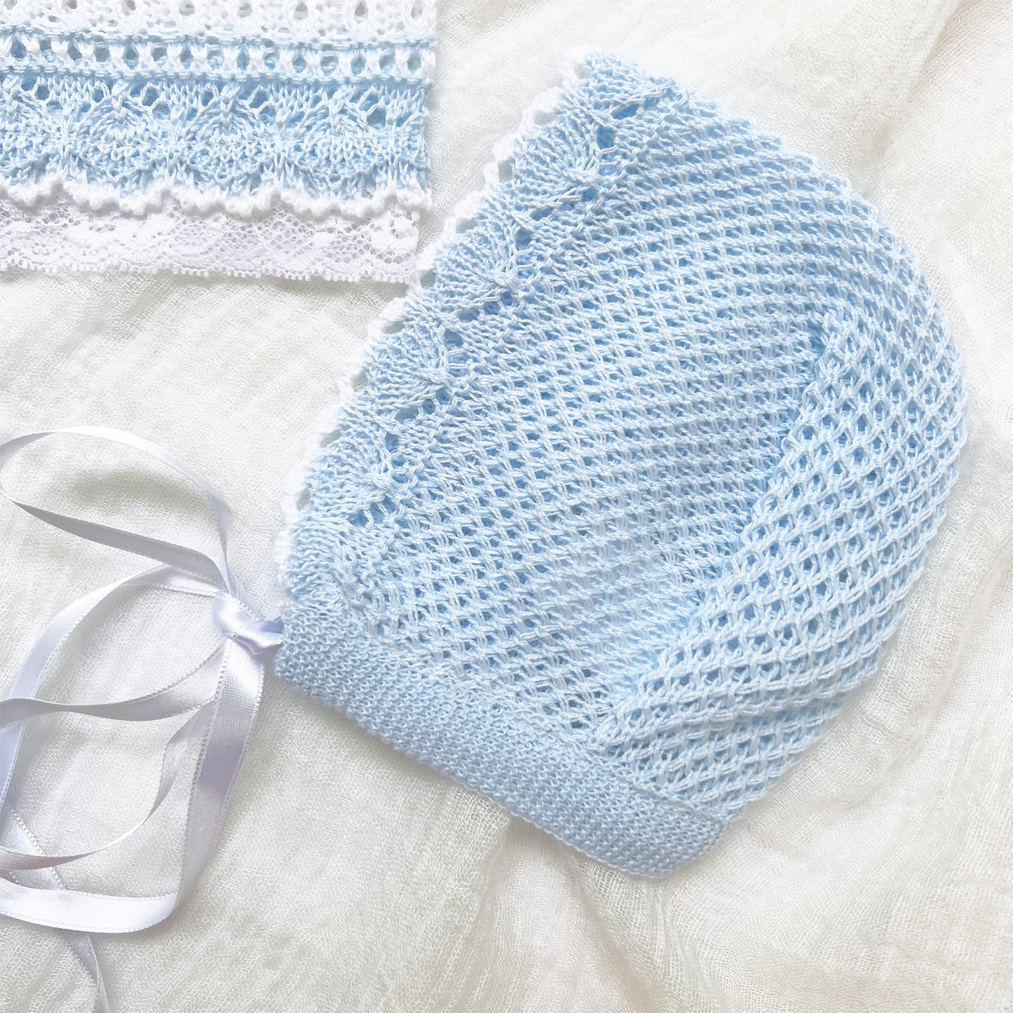 Lace Baby Knit Outfit (Blue)