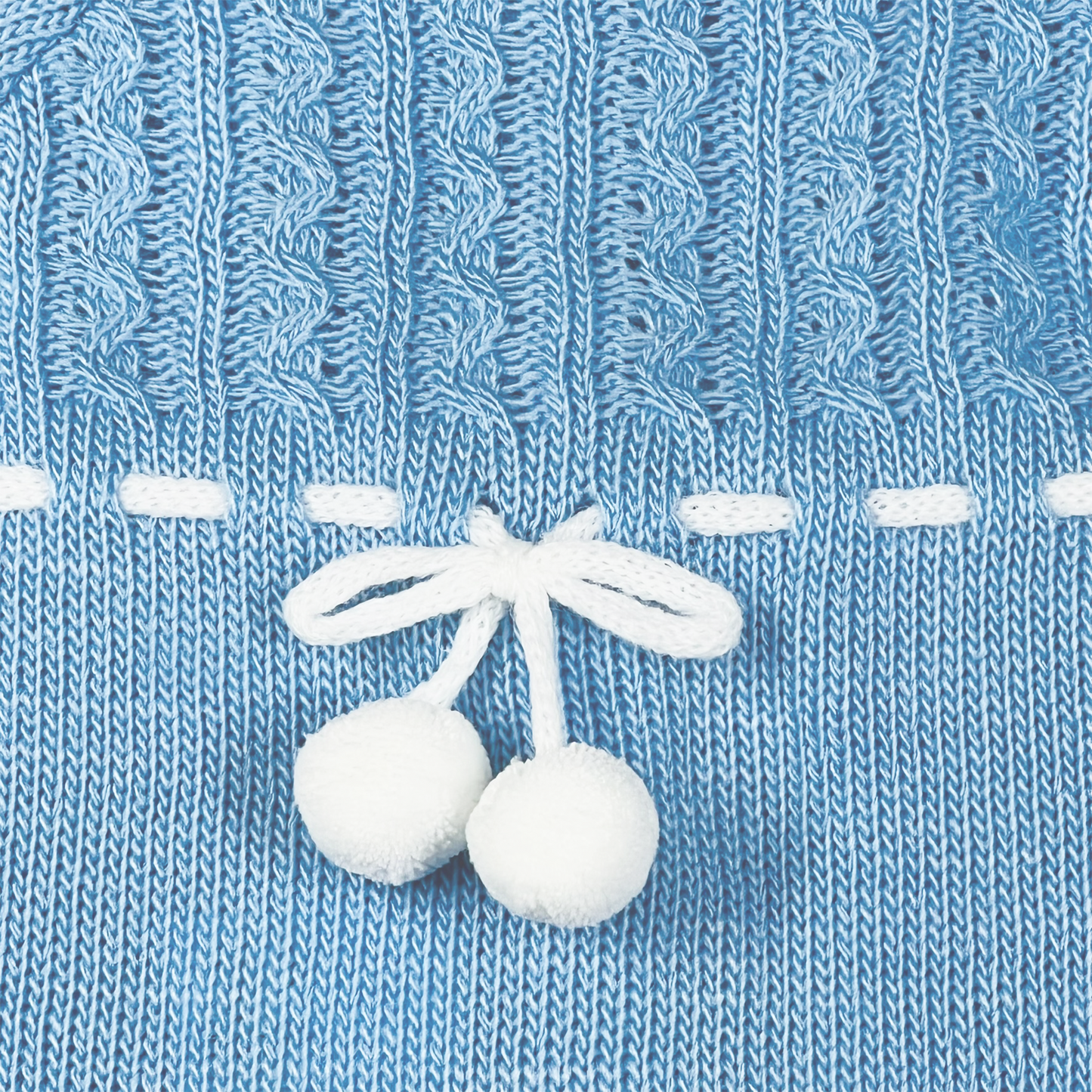 Newborn Baby Knit Outfit, Pompoms (Ocean Blue)