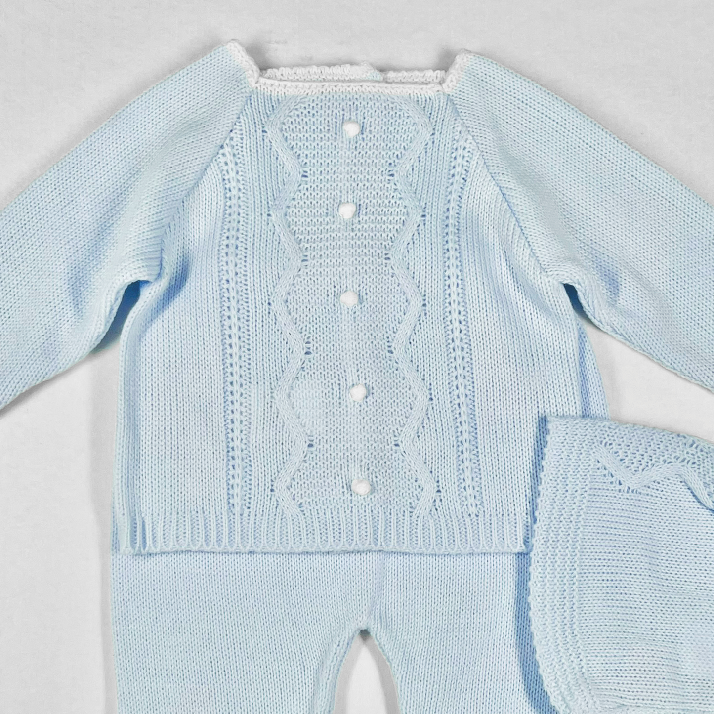 Newborn Baby Knit Outfit, ZigZag (Blue)