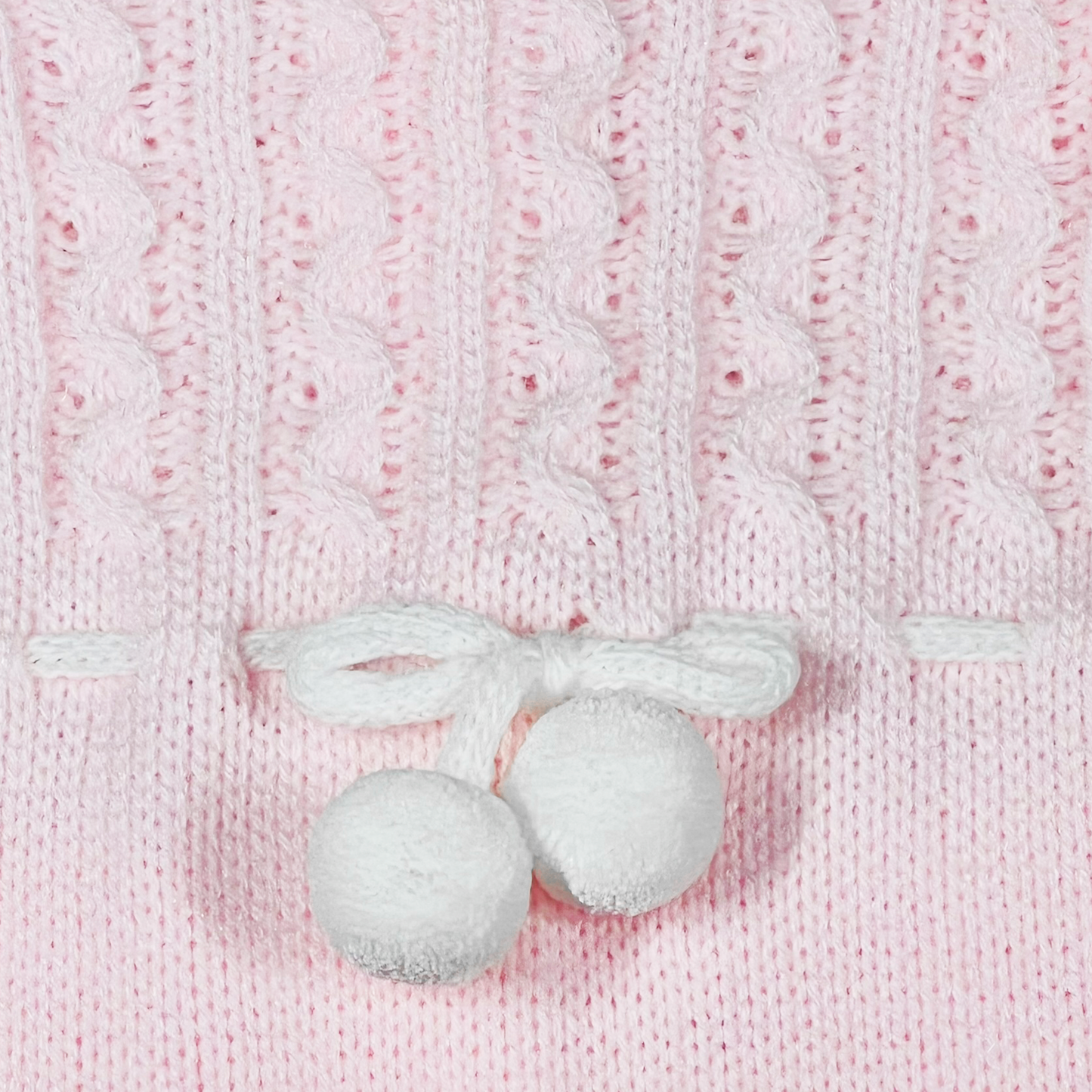 Newborn Baby Knit Outfit, Pompoms (Pink)