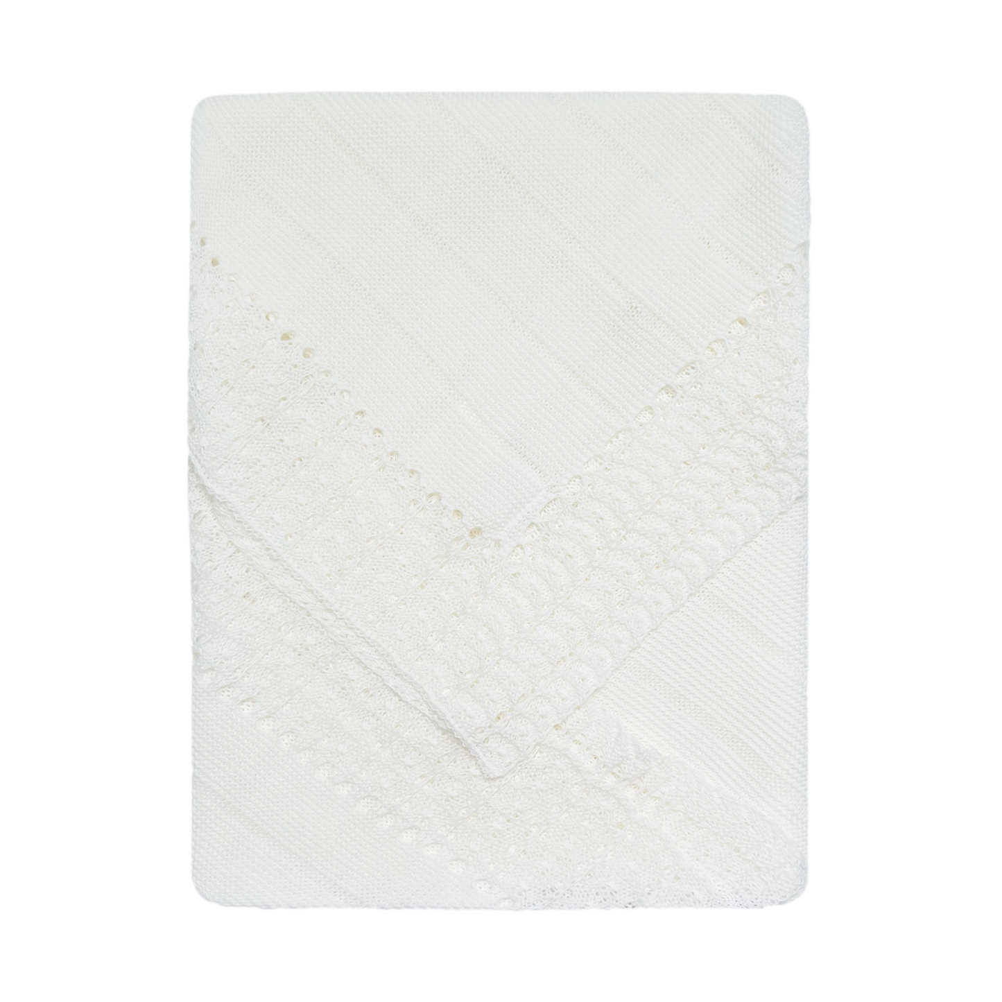 Newborn Baby Knit Blanket, Striped (Off-White)