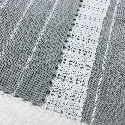 Newborn Baby Knit Blanket, Striped (Gray)