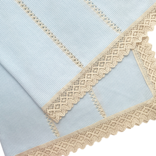 Newborn Baby Knit Blanket, Lace (Blue)