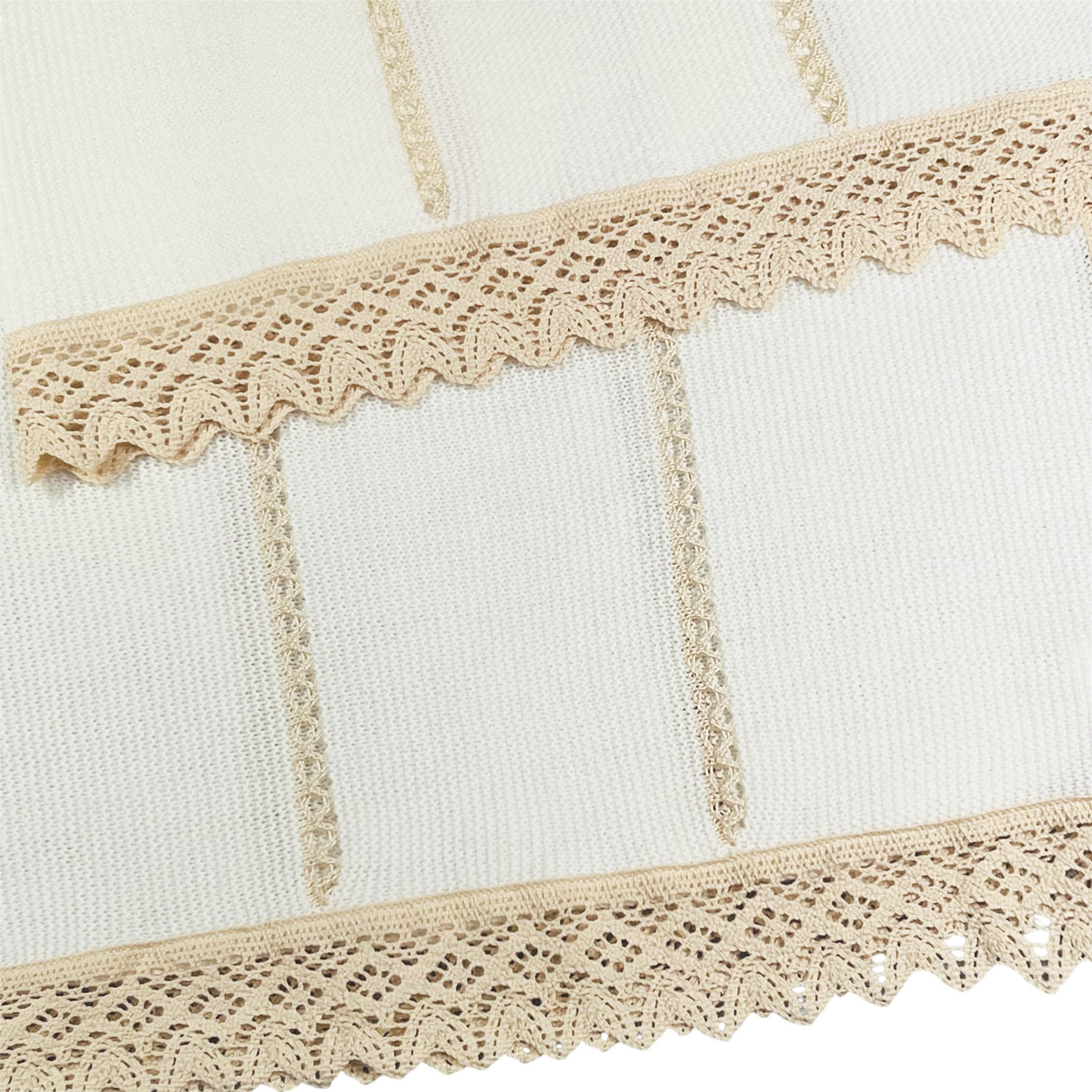Newborn Baby Knit Blanket, Lace (Beige)