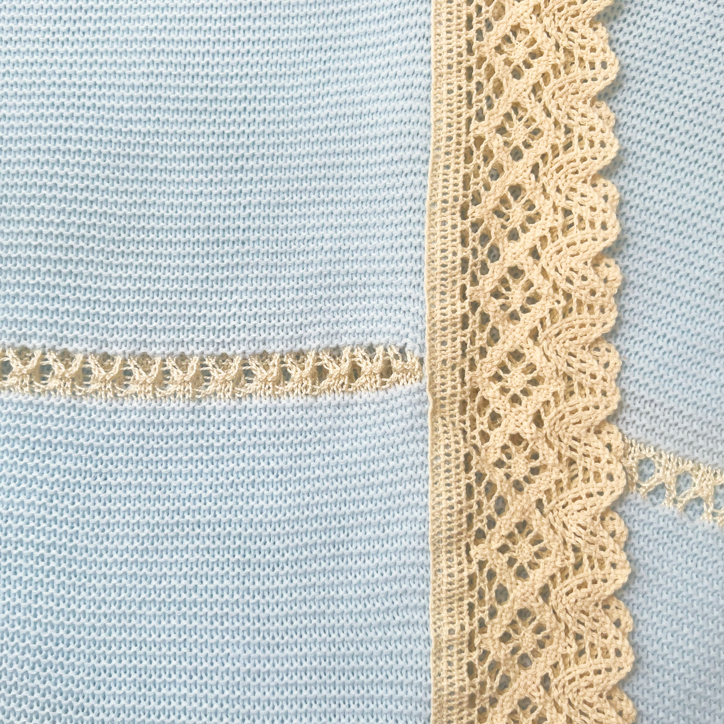 Lace Baby Knit Blanket (Light Blue)