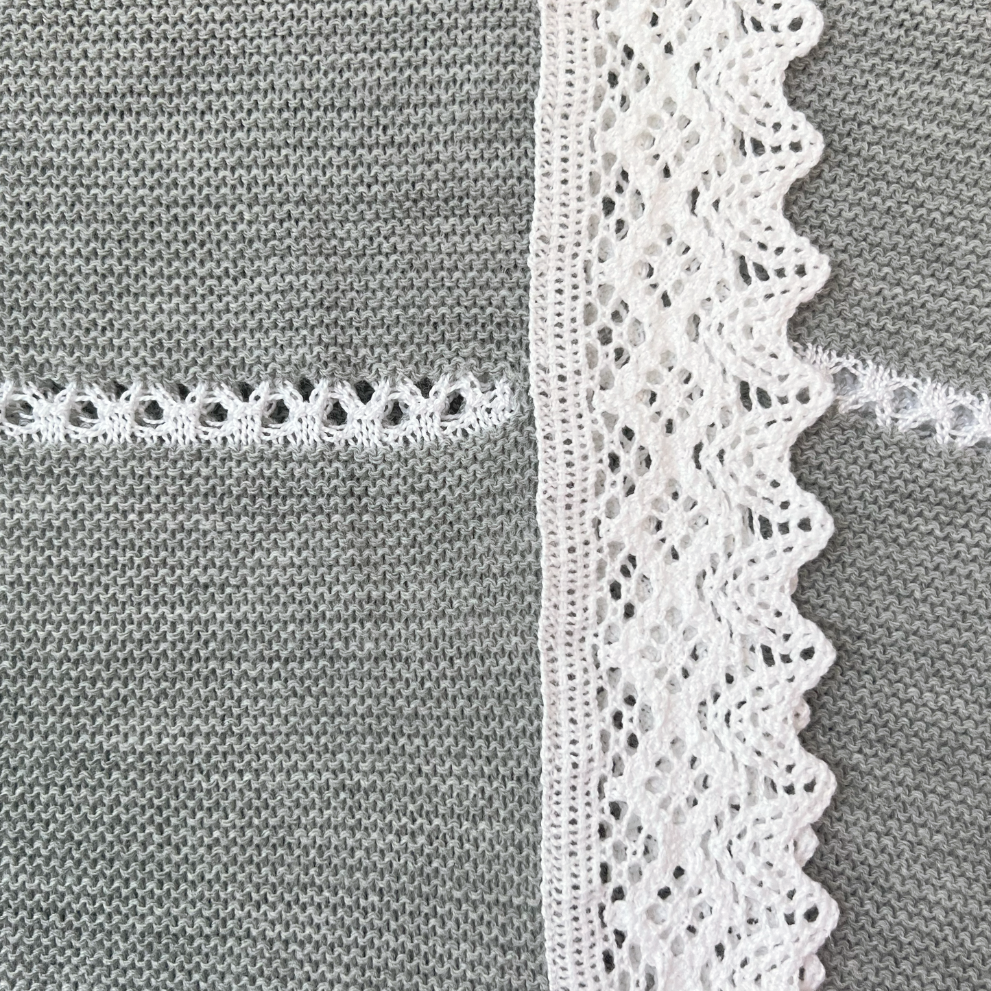 Newborn Baby Knit Blanket, Lace (Gray)