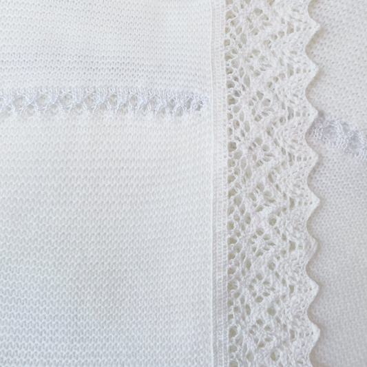 Newborn Baby Knit Blanket, Lace (White)