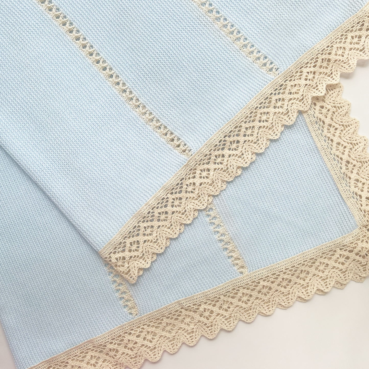 Lace Baby Knit Blanket (Light Blue)