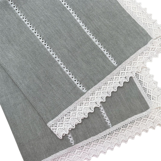 Newborn Baby Knit Blanket, Lace (Gray)