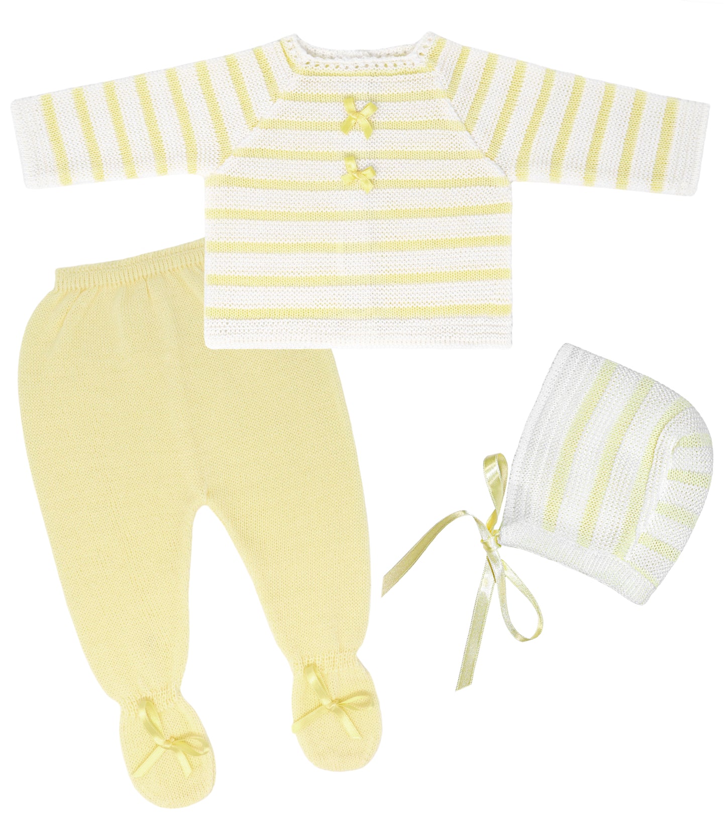 Baby Knitted Yellow Striped Set