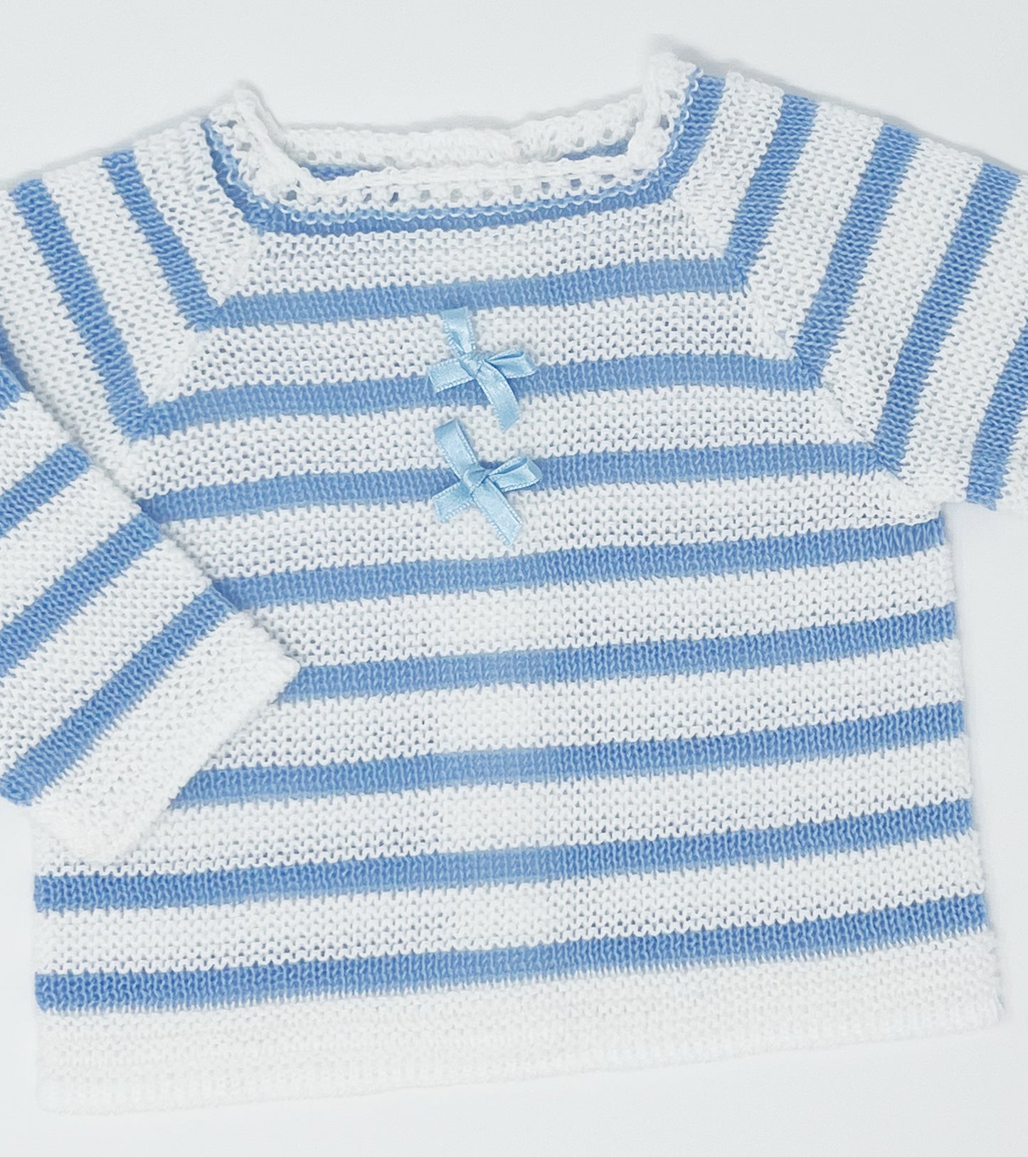 Baby Knitted Blue Striped Set