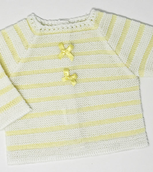 Newborn Baby Knit Outfit, Striped (Yellow)