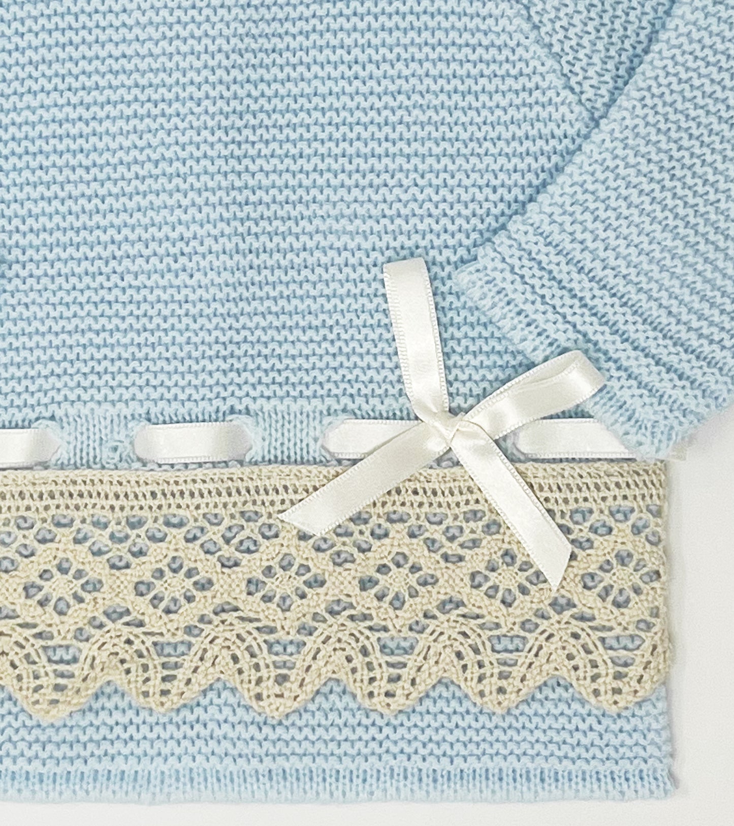 Newborn Baby Knit Outfit, Lace (Blue)