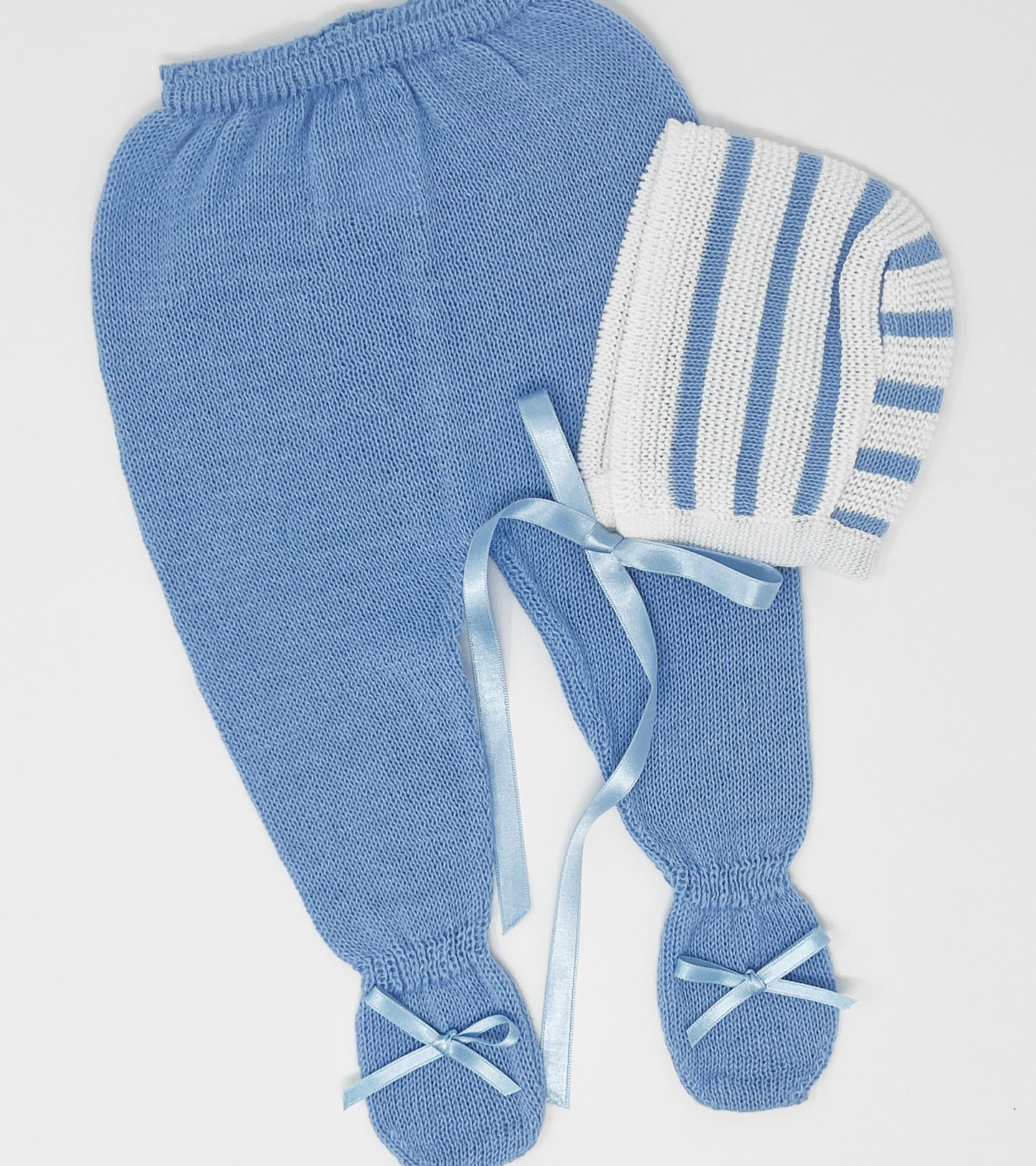Baby Knitted Blue Striped Set