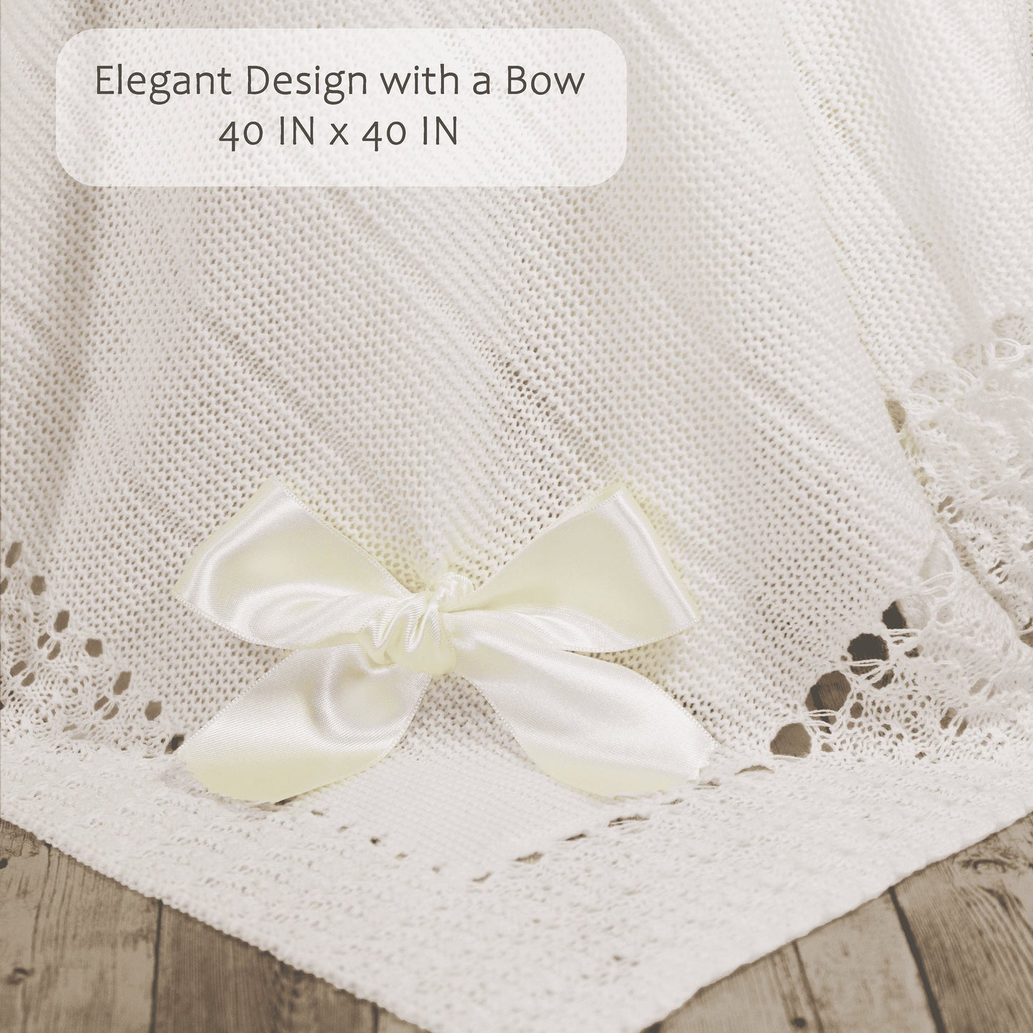 Newborn Baby Knit Blanket, Striped (Off-White)