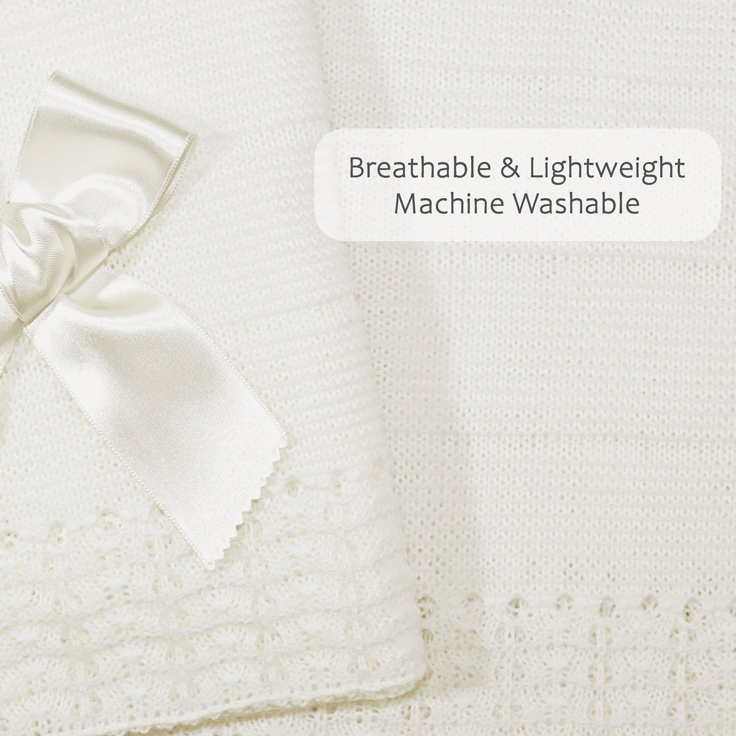 Newborn Baby Knit Blanket, Striped (Off-White)
