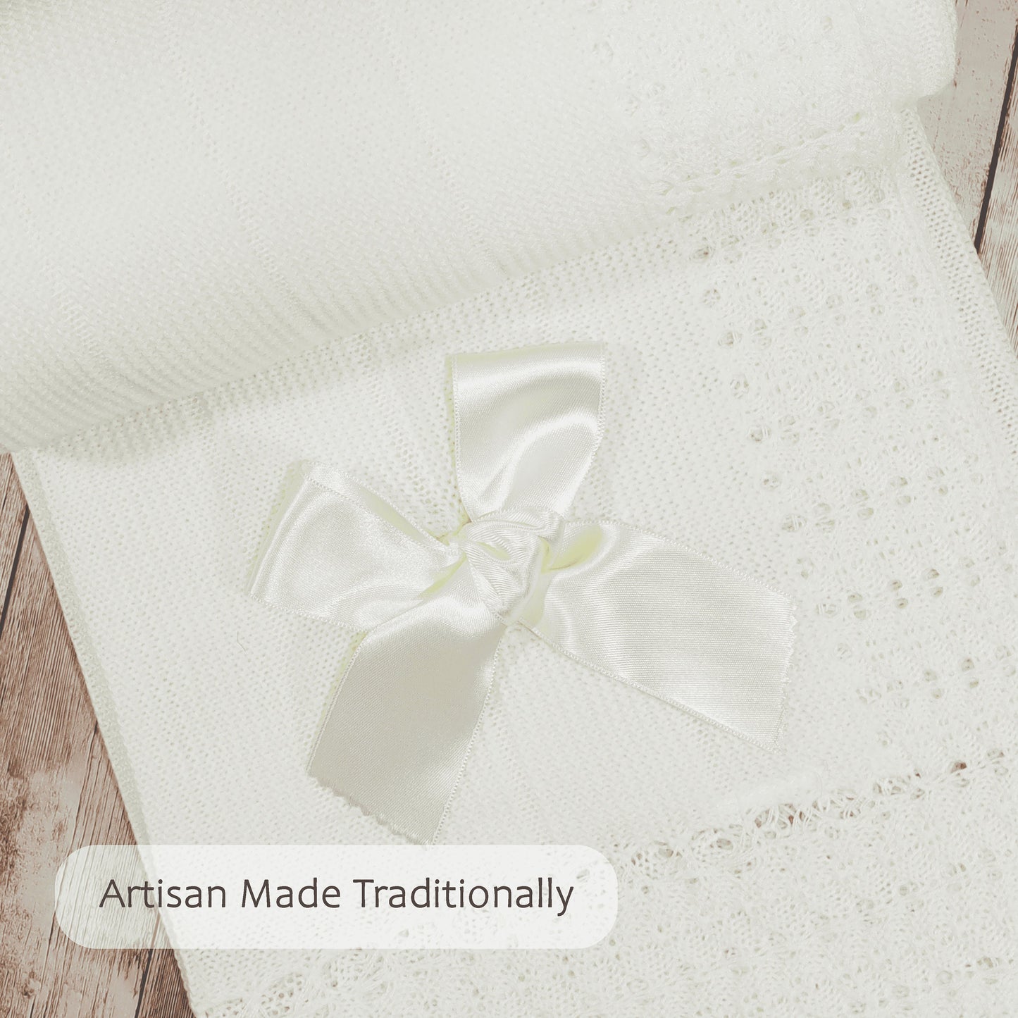Newborn Baby Knit Blanket, Striped (Off-White)