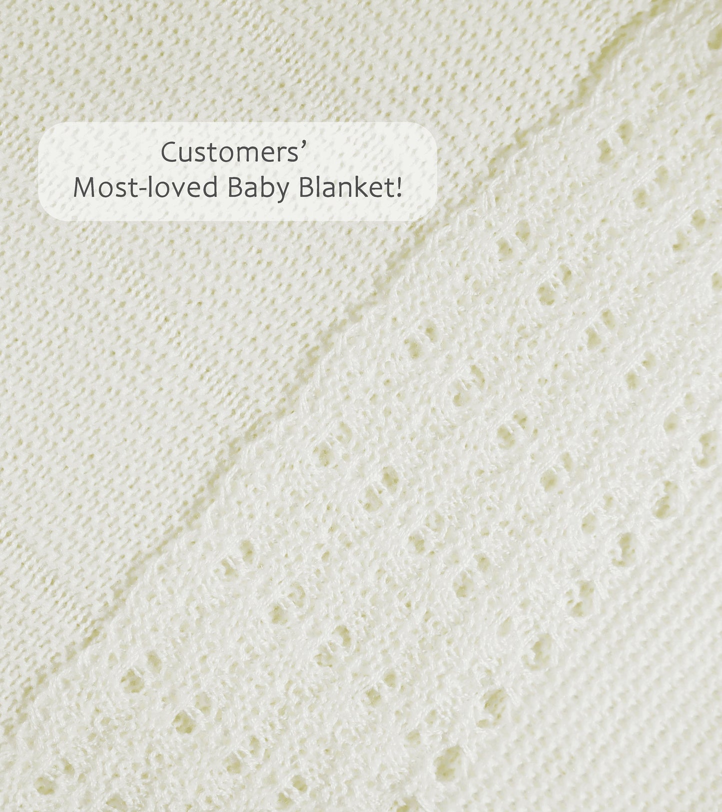 Newborn Baby Knit Blanket, Striped (Off-White)
