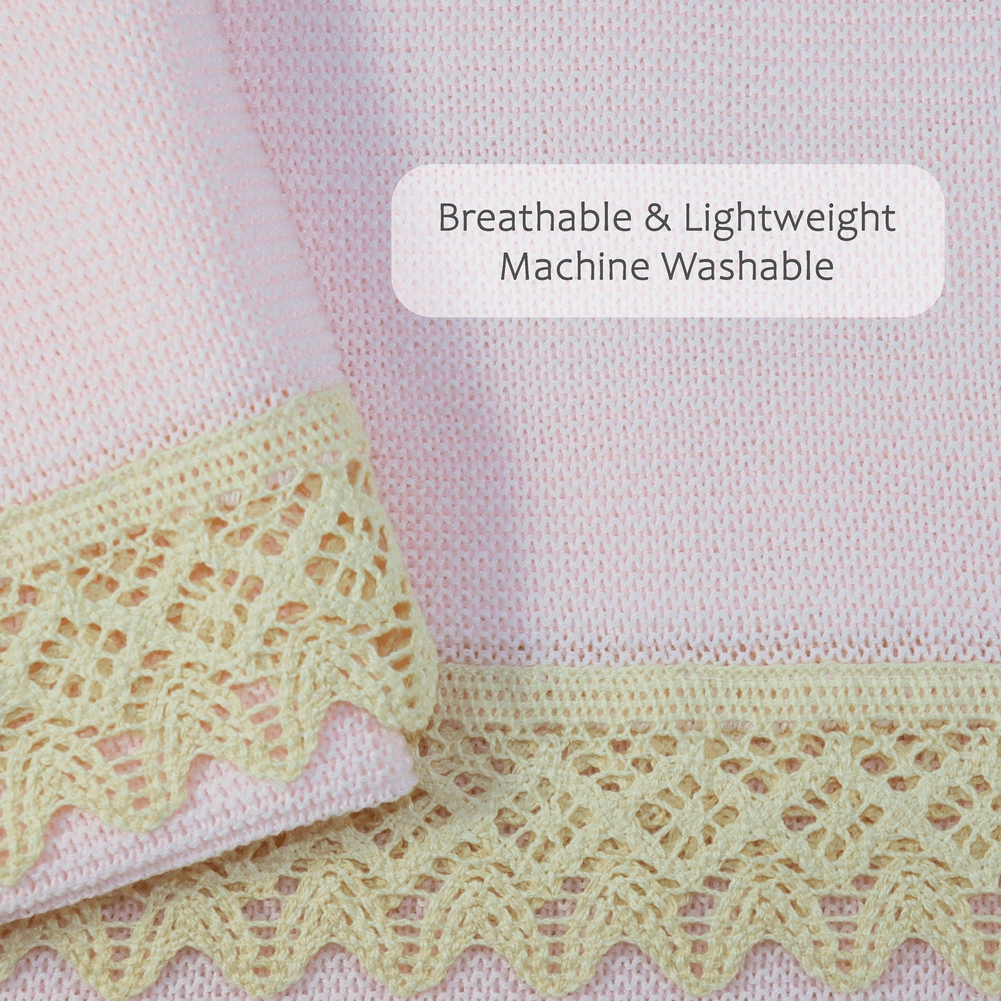 Newborn Baby Knit Blanket, Lace (Pink)