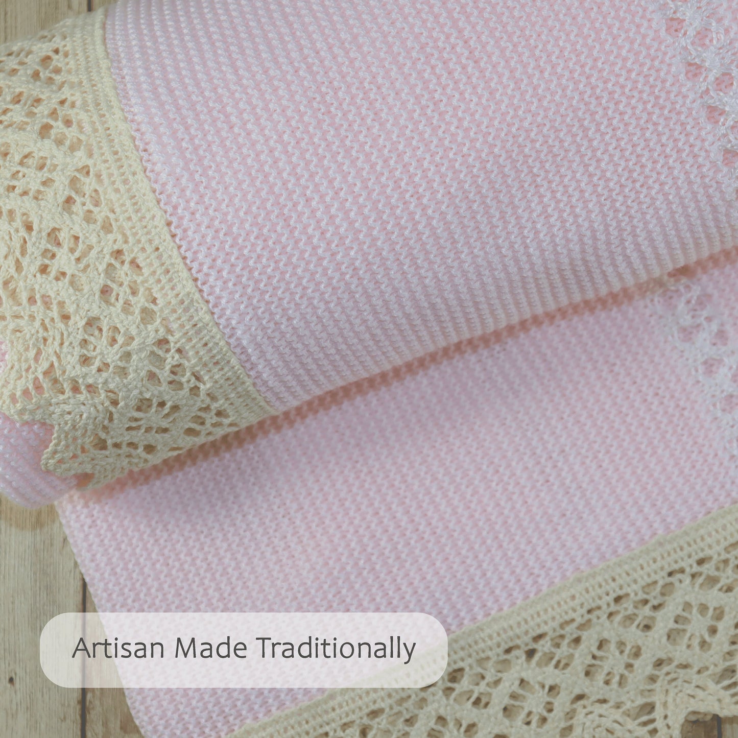 Newborn Baby Knit Blanket, Lace (Pink)