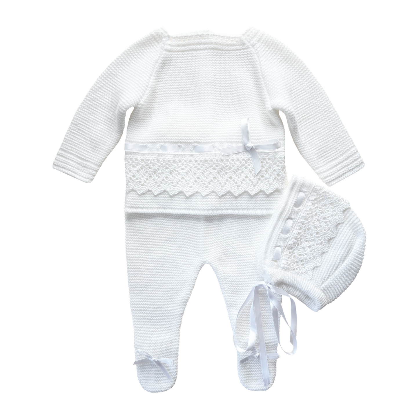 Lace Baby Knit Outfit (White)