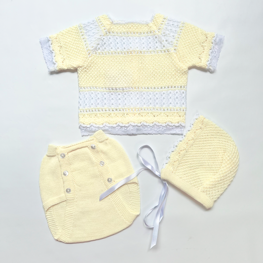 Lace Baby Knit Outfit (Yellow)