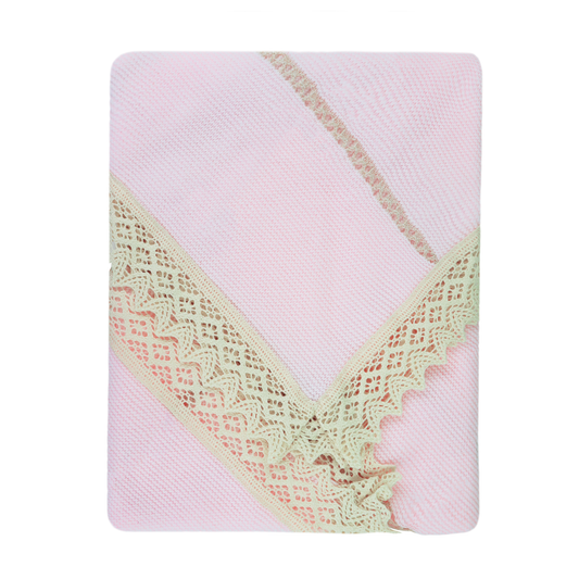Lace Baby Knit Blanket (Pink)