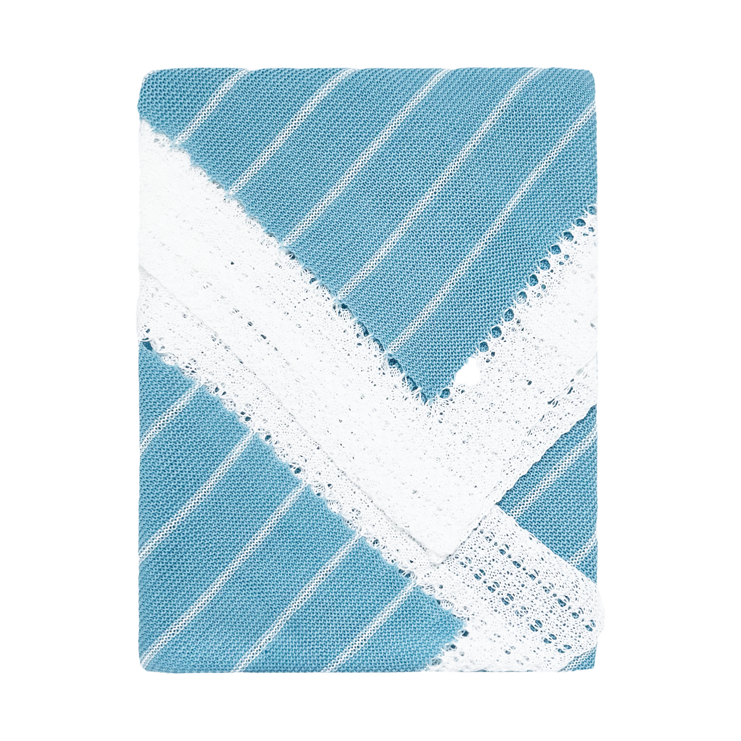 Striped Baby Knit Blanket (Ocean Blue)