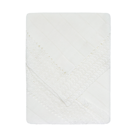 Striped Baby Knit Blanket (Off-White)