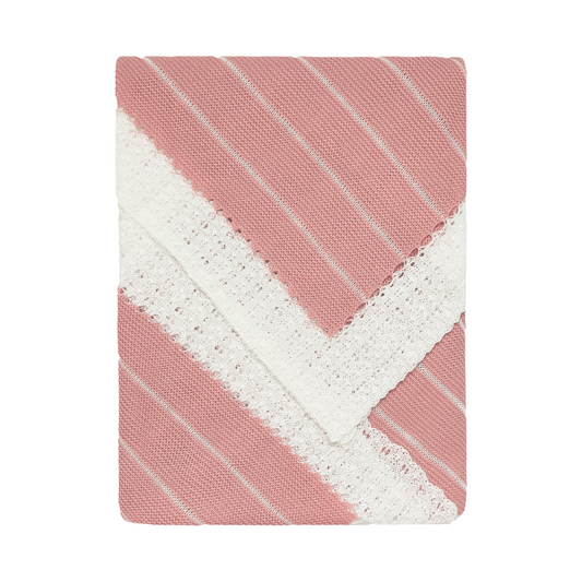 Striped Baby Knit Blanket (Dusty Rose)