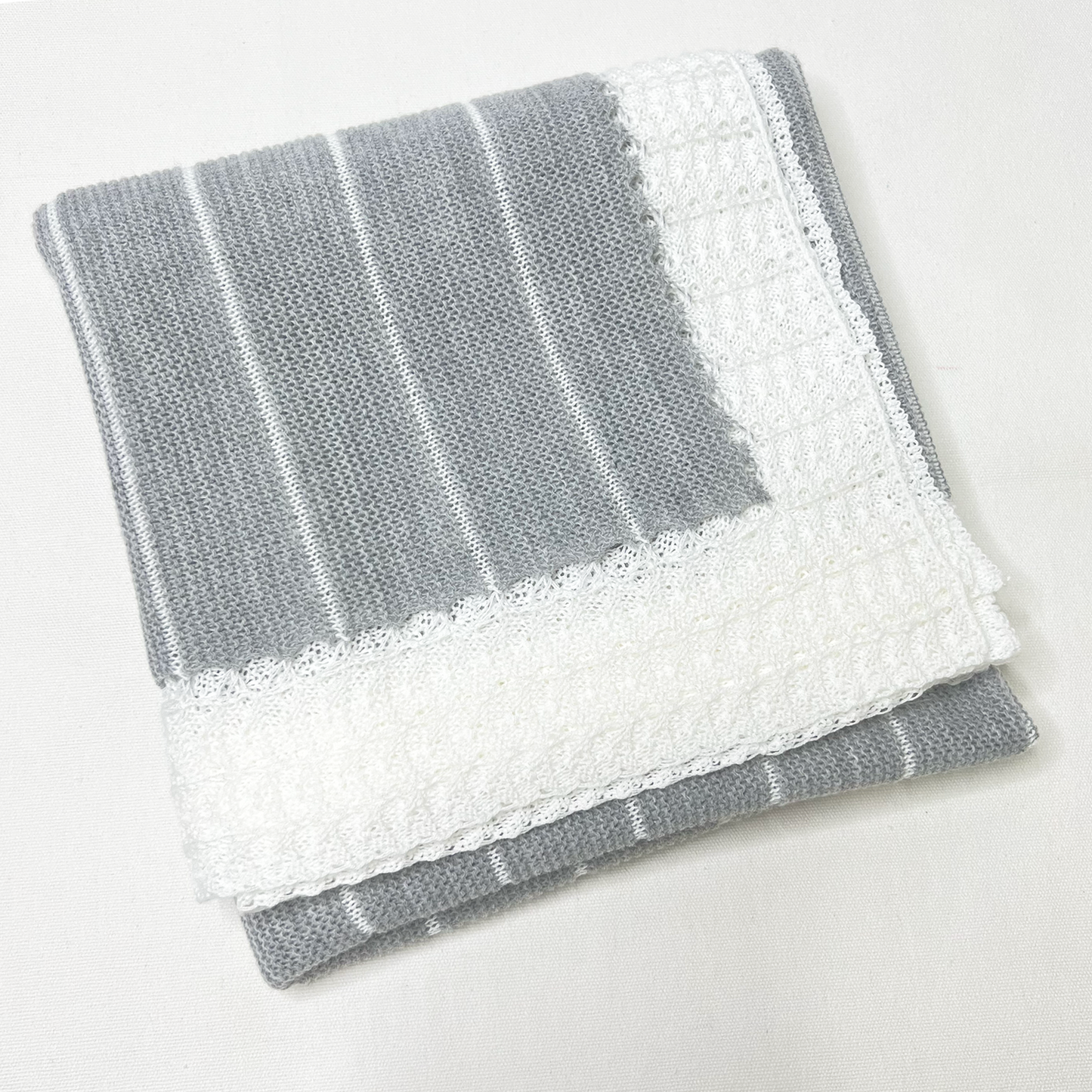 Striped  Baby Knit Blanket (Gray)