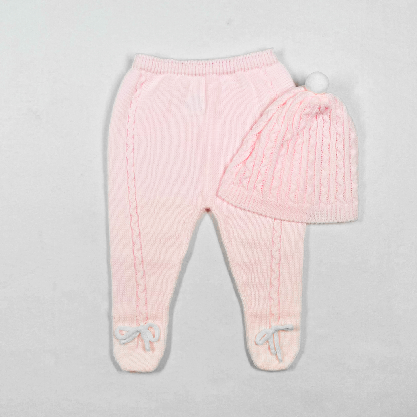 Newborn Baby Knit Outfit, Pompoms (Pink)