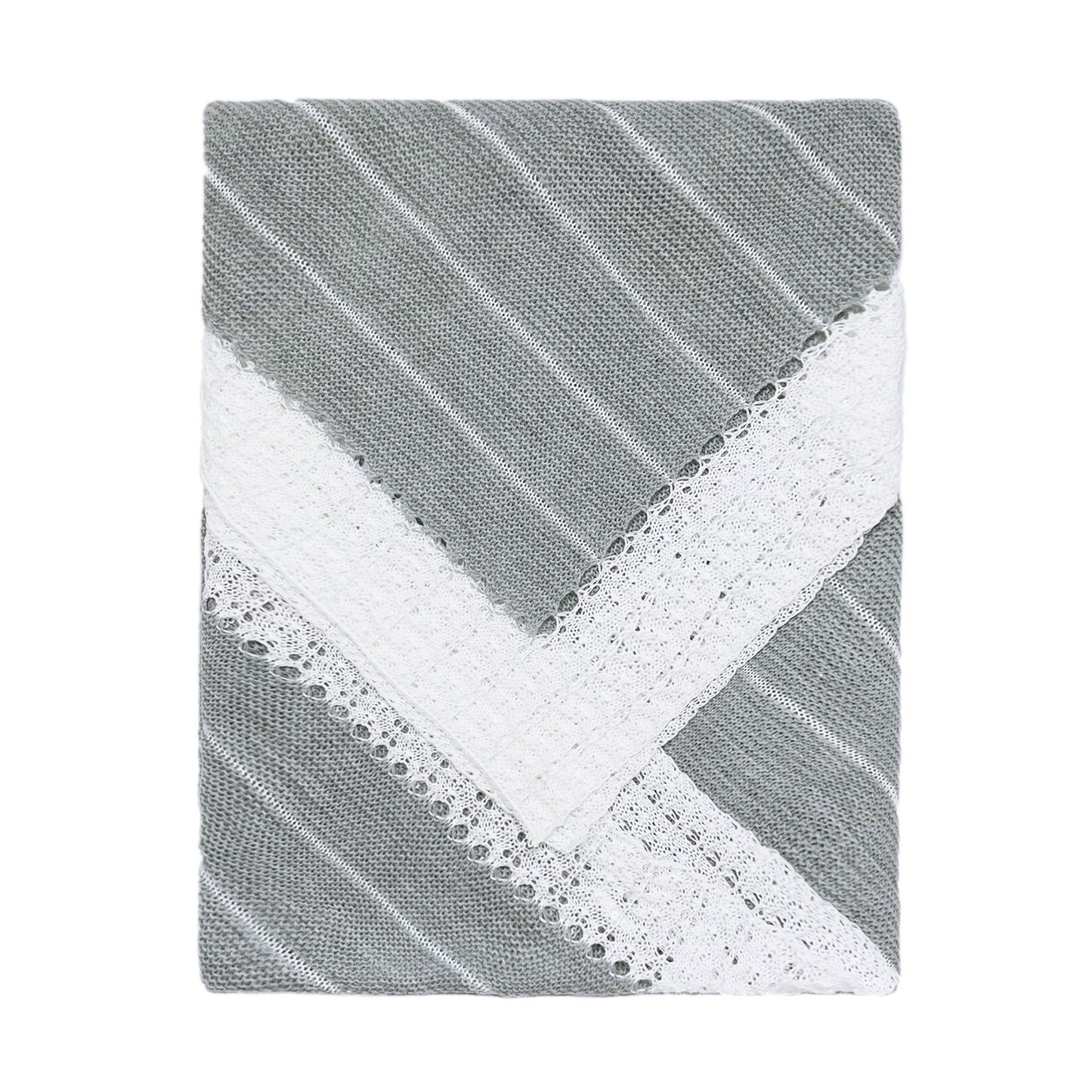 Striped  Baby Knit Blanket (Gray)