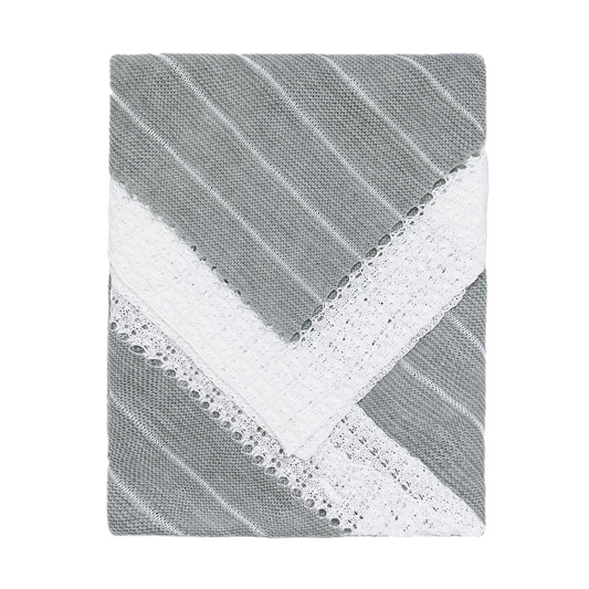 Striped  Baby Knit Blanket (Gray)