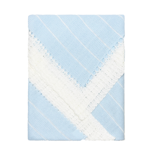 Striped Baby Knit Blanket (Light Blue)
