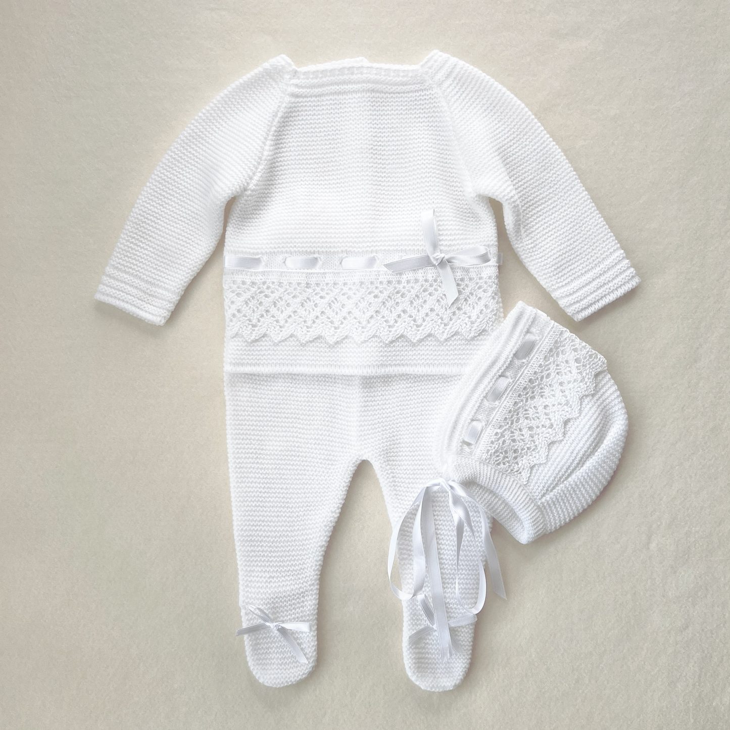 Lace Baby Knit Outfit (White)