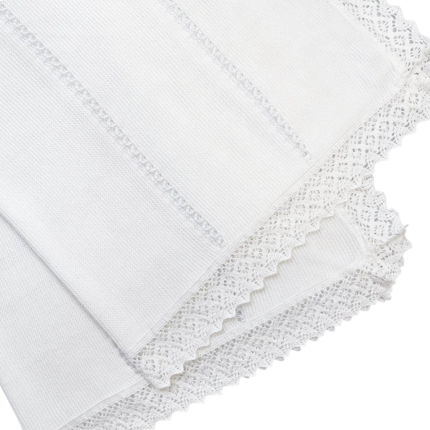 Lace Baby Knit Blanket (White)