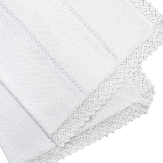 Lace Baby Knit Blanket (White)