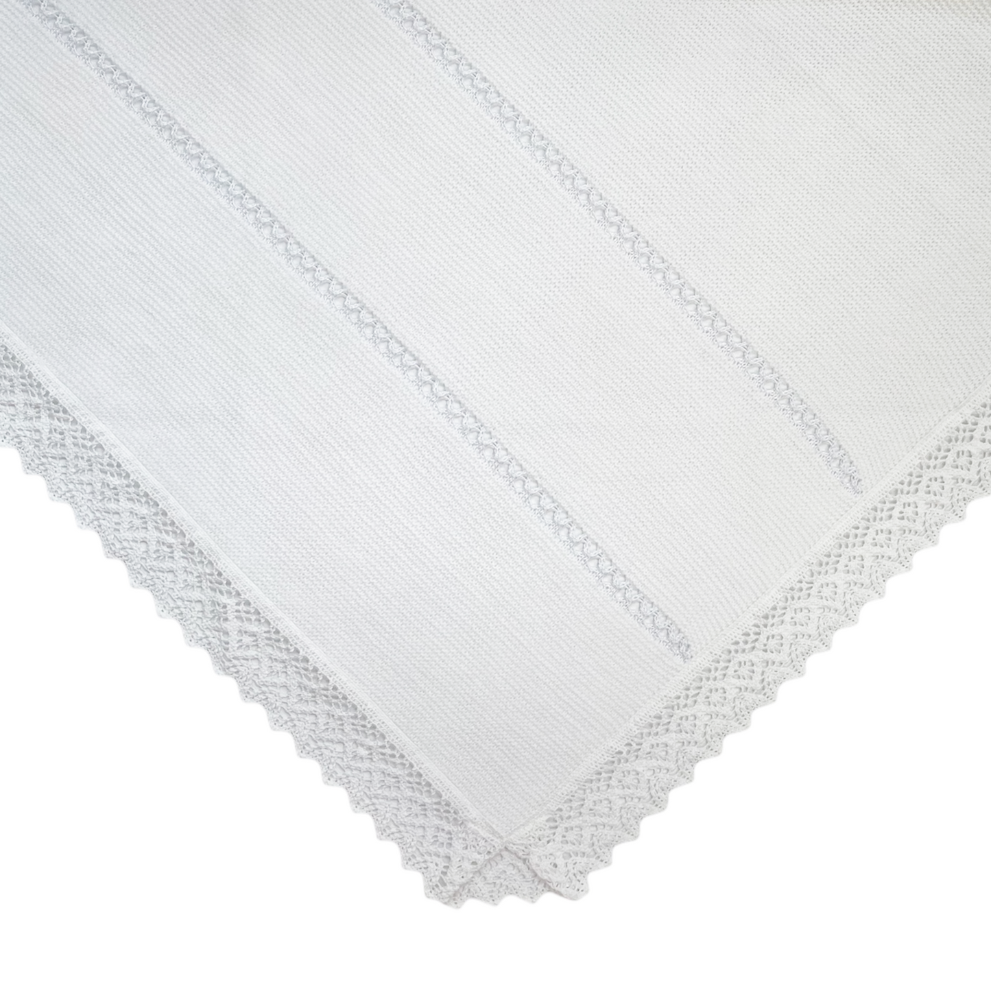 Lace Baby Knit Blanket (White)