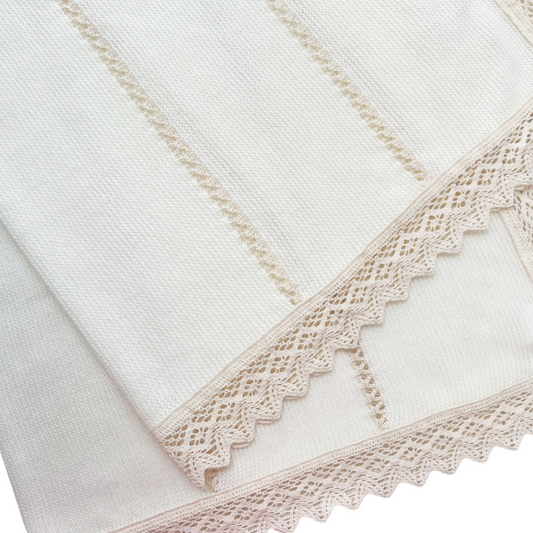 Lace Baby Knit Blanket (Beige)