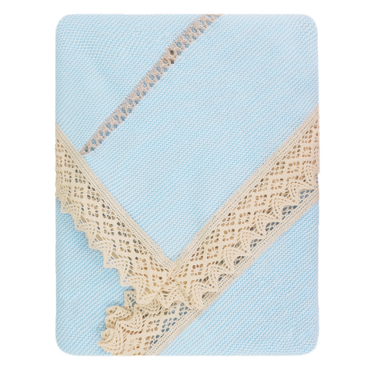 Lace Baby Knit Blanket (Light Blue)
