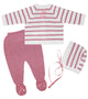 Striped Baby Knit Outfit (Dusty Rose)